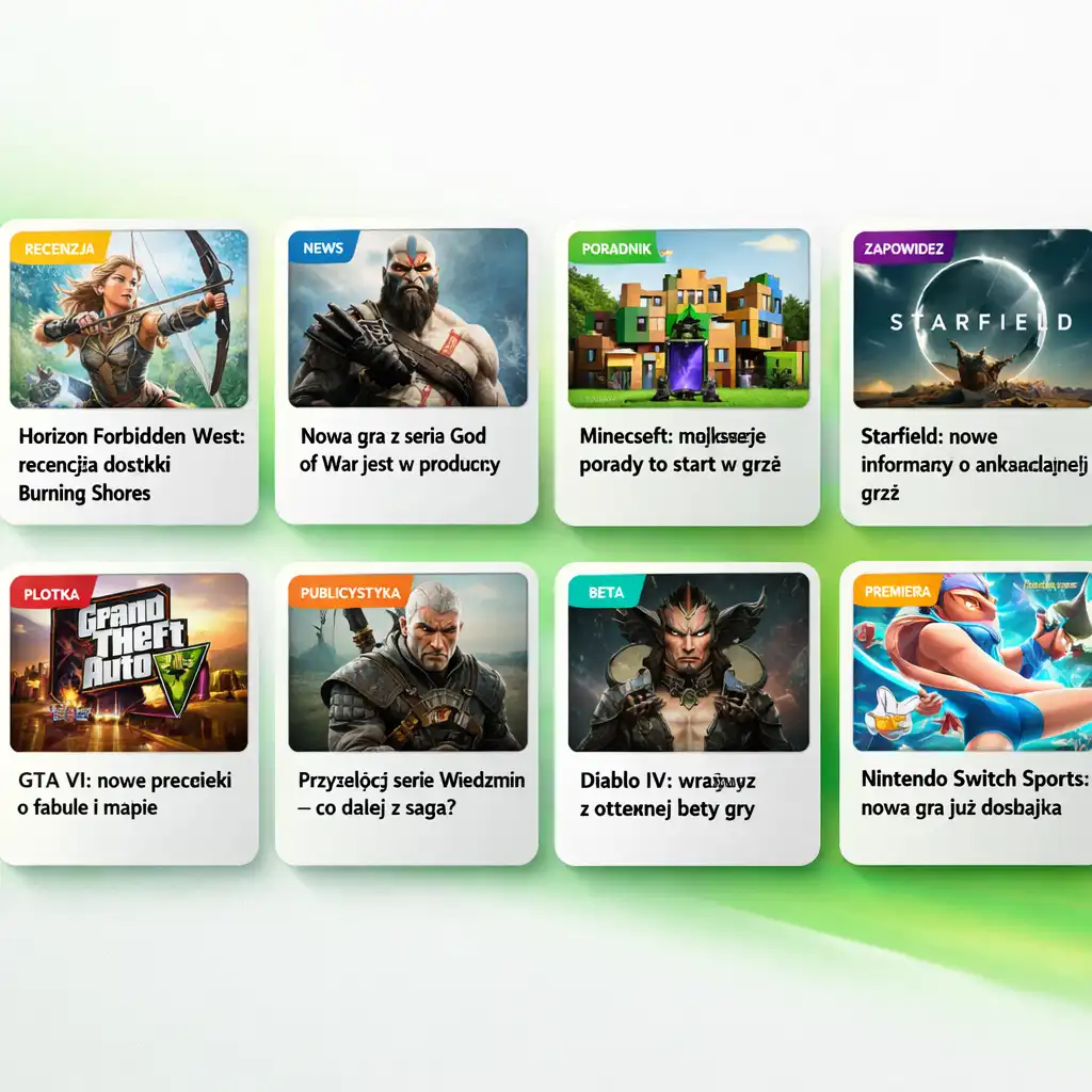 Siatka najnowszych newsów gamingowych na portalu PlayRealmNews